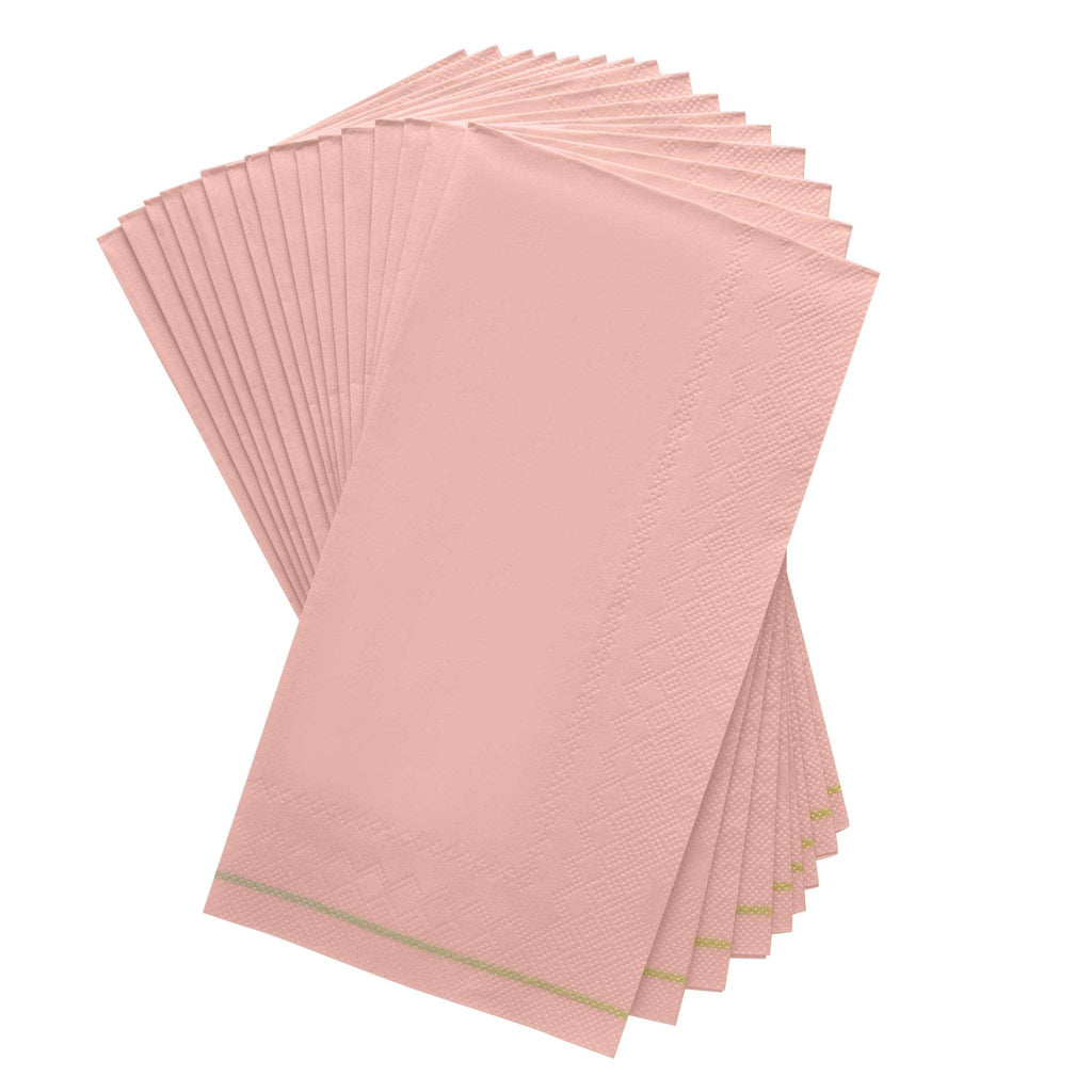 Coral with Gold Stripe Paper Napkins - 3 available sizes