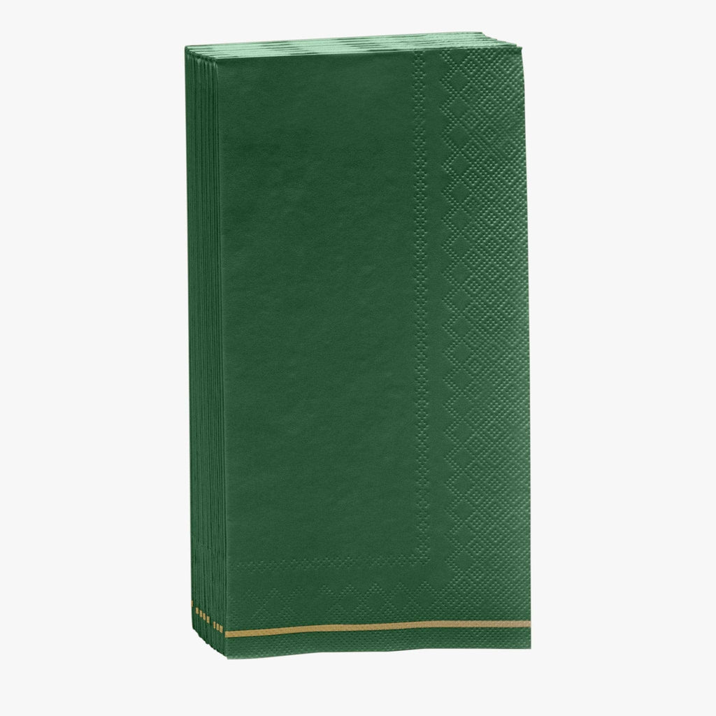 Emerald with Gold Stripe Paper Napkins - 3 available sizes